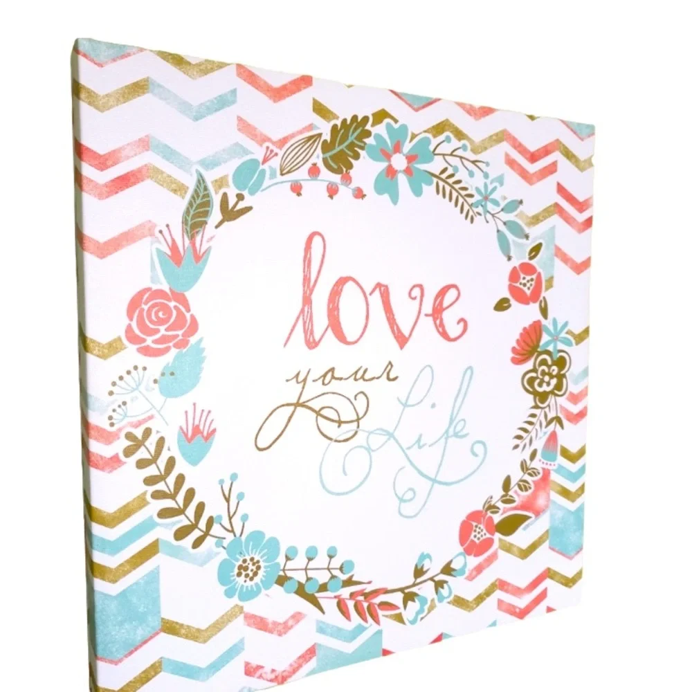 Floral and Geometric Wreath Wall Art - Love Your Life New